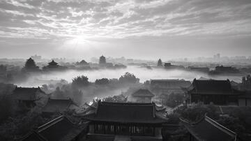 古城曙光古城水墨佛光