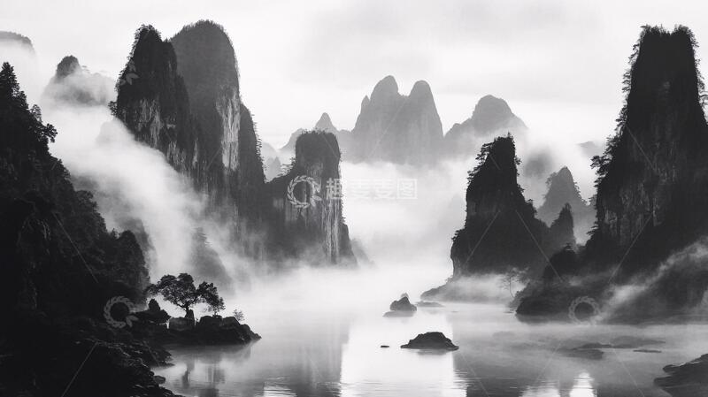 高清大图下载【趣麦麦图】水墨禅境禅意意境云雾