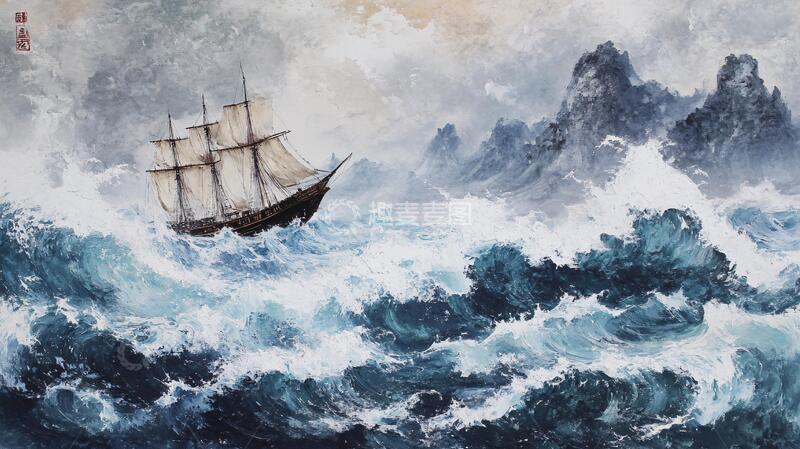 高清大图下载【趣麦麦图】乘风破浪立体效果