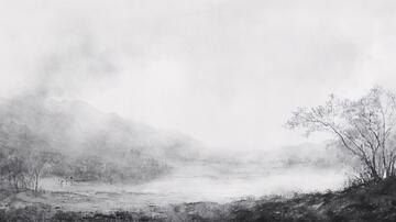 烟墨意境山水水彩画