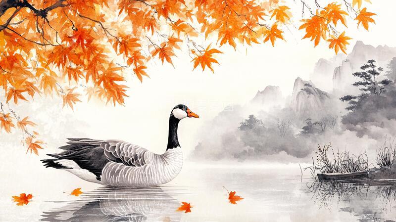 高清大图下载【趣麦麦图】精美水墨秋韵