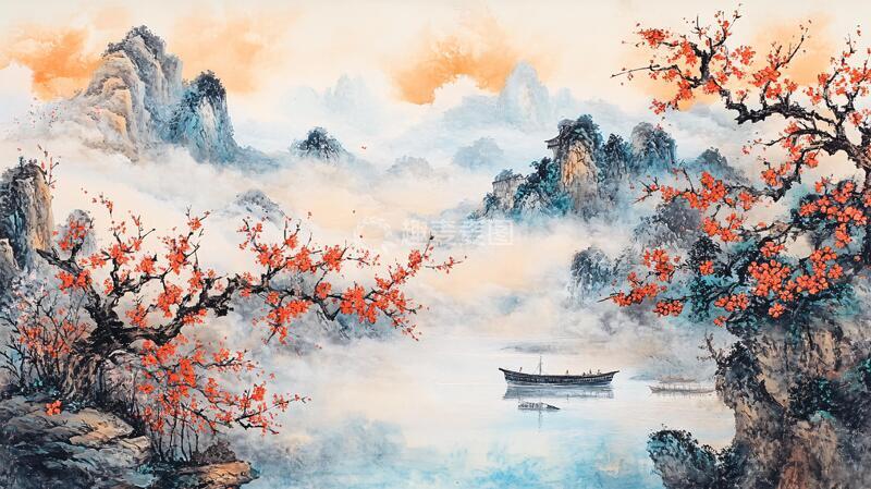 高清大图下载【趣麦麦图】鸿运当头水墨山水