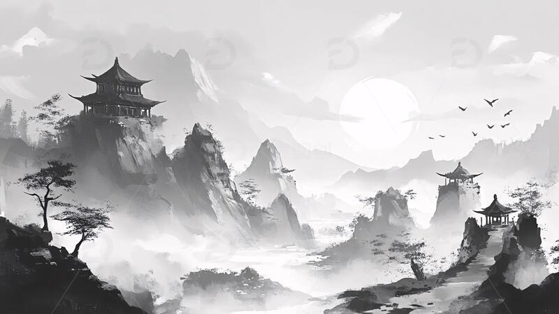 高清大图下载【趣麦麦图】古风山水场景2