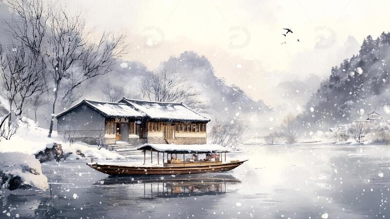 高清大图下载【趣麦麦图】雪景古风插画