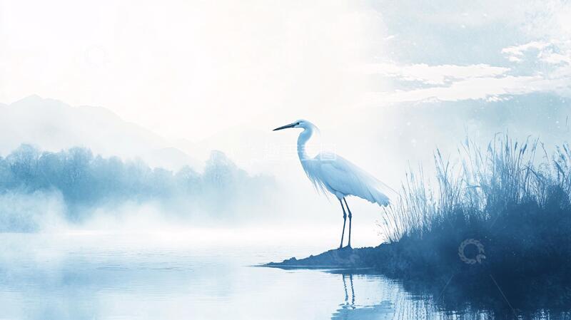 高清大图下载【趣麦麦图】白鹭水鸟客厅背景画
