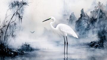 白鹭水鸟客厅背景画1