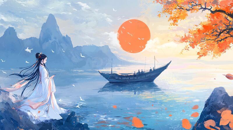 高清大图下载【趣麦麦图】古风人像水墨山水1