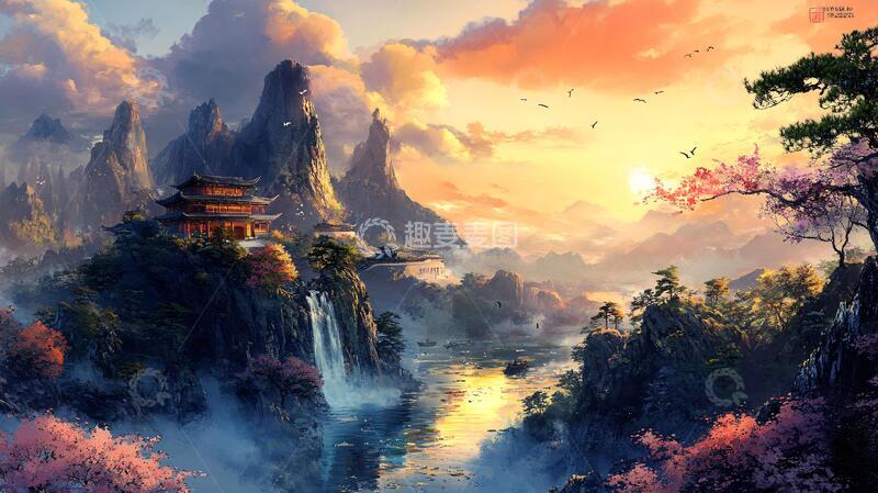 高清大图下载【趣麦麦图】二十四节气夏日山水