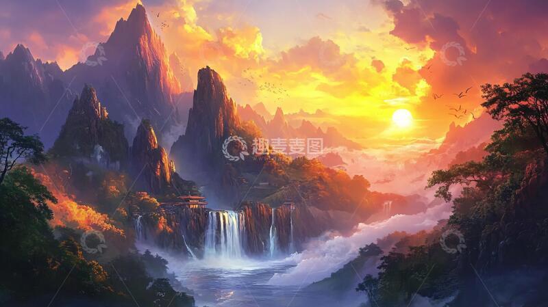 高清大图下载【趣麦麦图】古风山水场景3