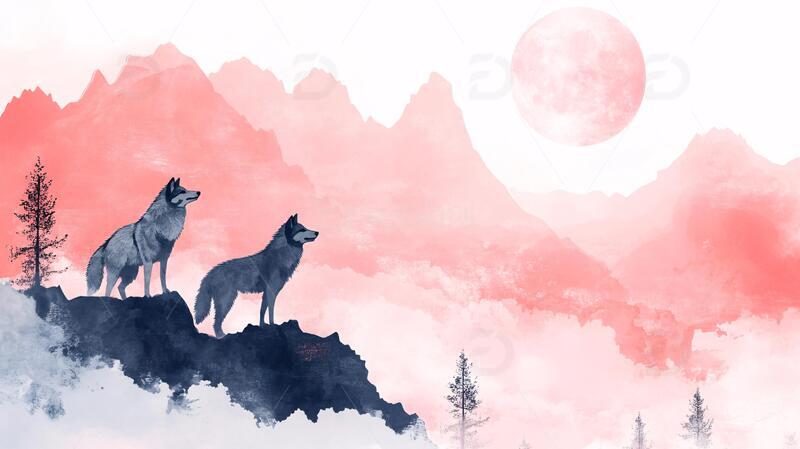 高清大图下载【趣麦麦图】狼包装插画插画文化精神