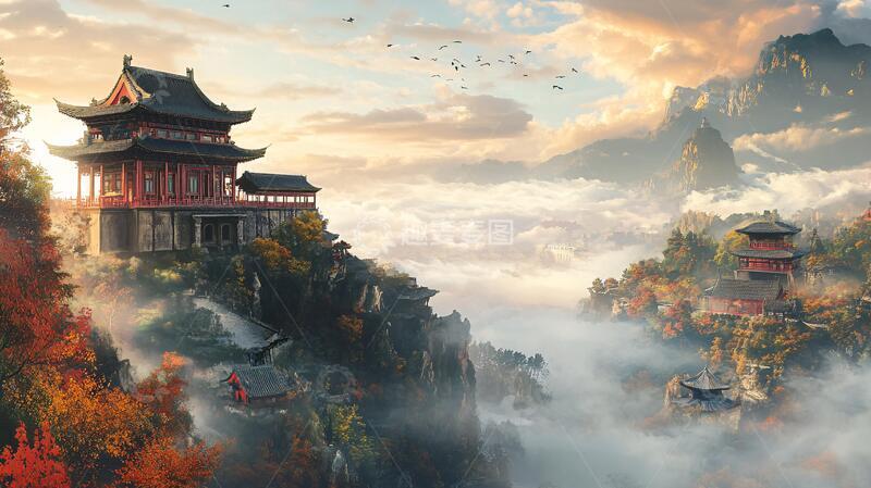 高清大图下载【趣麦麦图】宫殿楼阁仙境仙人大殿