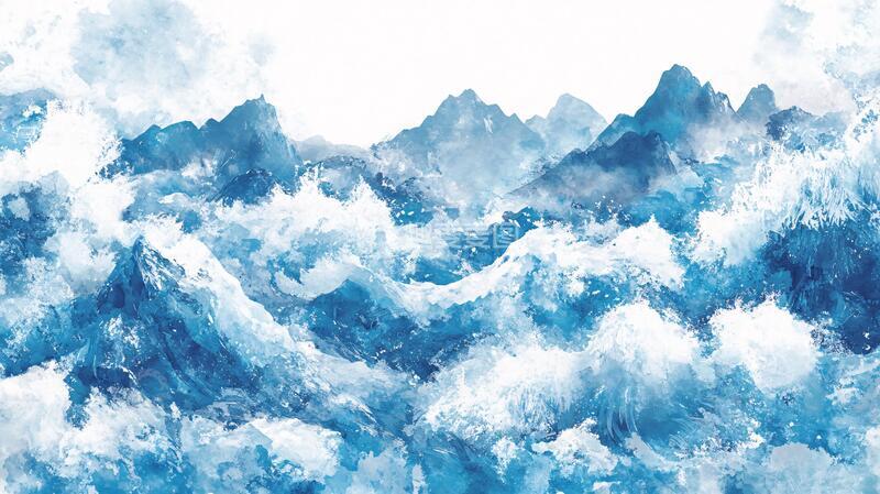 高清大图下载【趣麦麦图】泼墨山水背景墙装饰画