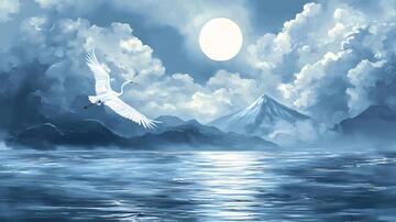 山水飞鸟意境山水