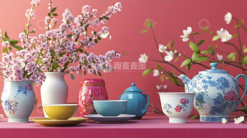 高清大图下载【趣麦麦图】春节花卉摆设