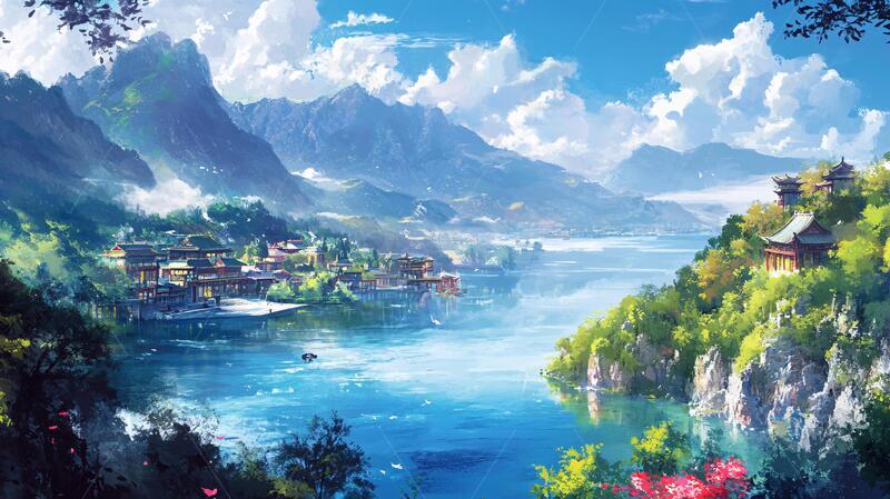 高清大图下载【趣麦麦图】古风山水场景5