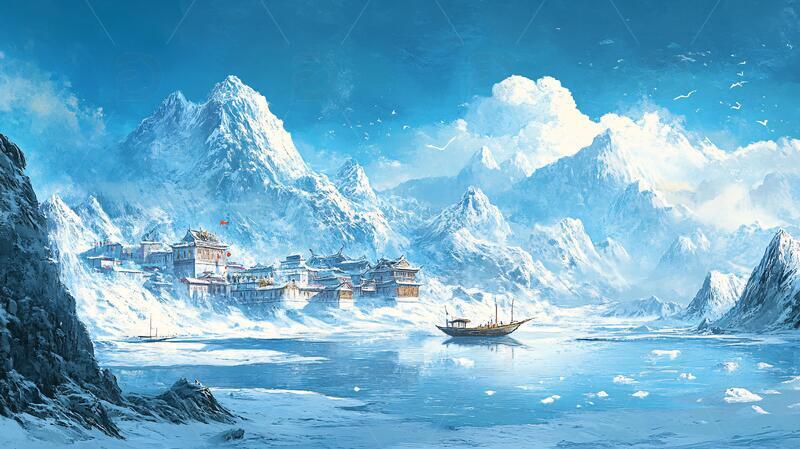 高清大图下载【趣麦麦图】雪山原画场景原画风景