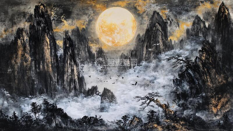 高清大图下载【趣麦麦图】月夜油画油画美术绘画