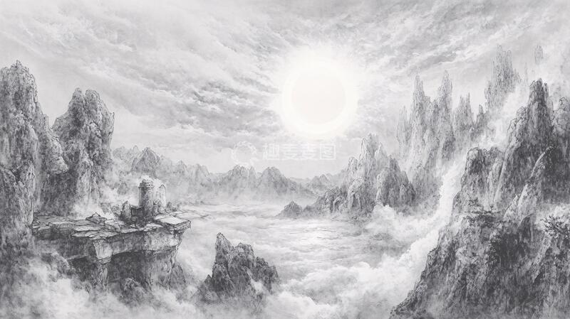 高清大图下载【趣麦麦图】天界晓钟风景插画19