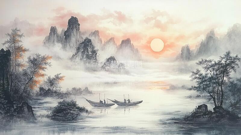 高清大图下载【趣麦麦图】中式油画油画水墨中式
