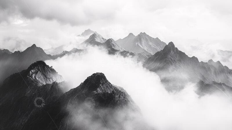 高清大图下载【趣麦麦图】墨韵禅意山峰云雾意境19
