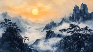 旭日东升迎客松1