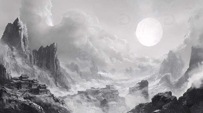 东方玄幻场景插画神话