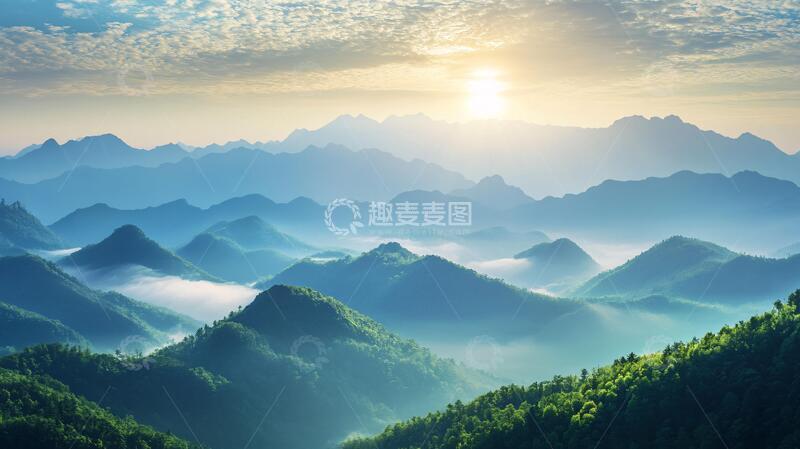 高清大图下载【趣麦麦图】壮美大山日出全景2