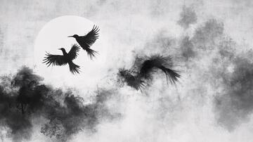 墨痕飞鸟水墨飞鸟仙鹤