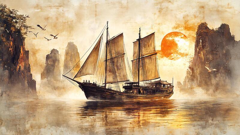 高清大图下载【趣麦麦图】一帆风顺背景8