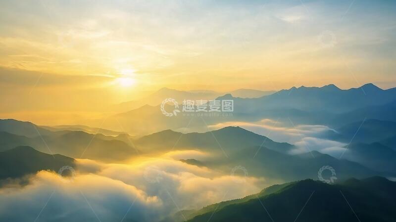 高清大图下载【趣麦麦图】旭日东升云雾缭绕3