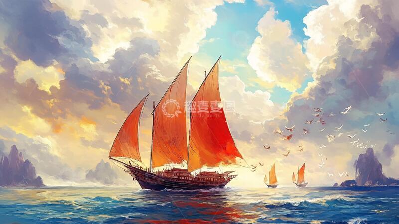 高清大图下载【趣麦麦图】扬帆启航高清画12