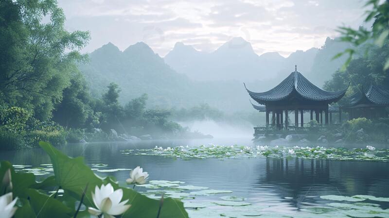 高清大图下载【趣麦麦图】荷花大场景场景禅意风景