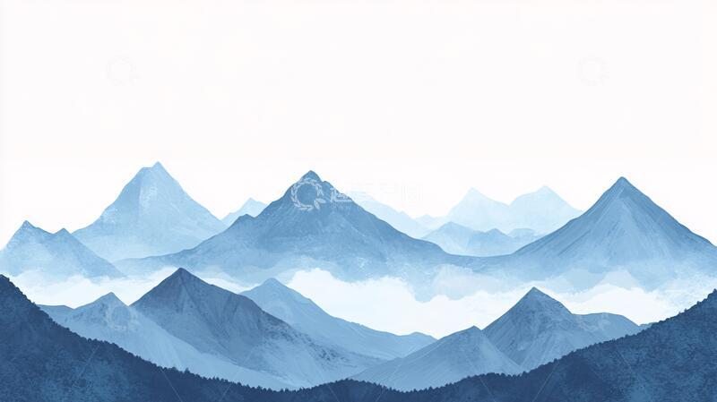 高清大图下载【趣麦麦图】质感蓝色山水2