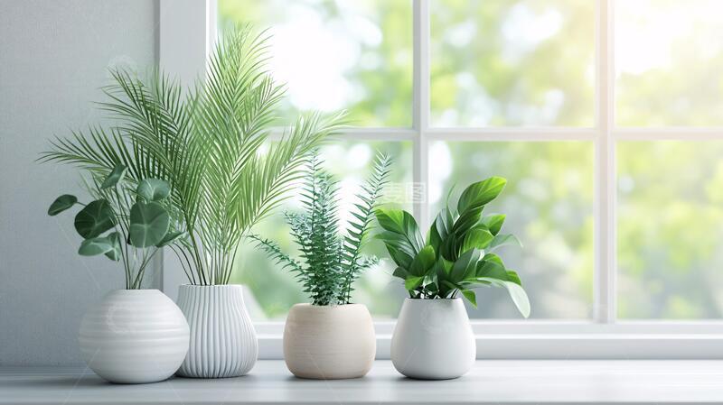 高清大图下载【趣麦麦图】植物窗台植物花瓶窗户