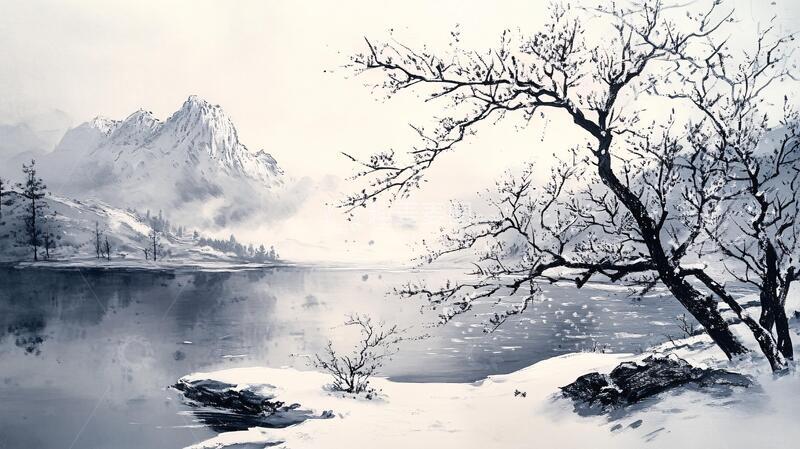 高清大图下载【趣麦麦图】雾凇艺术画雪景雾凇绘画1