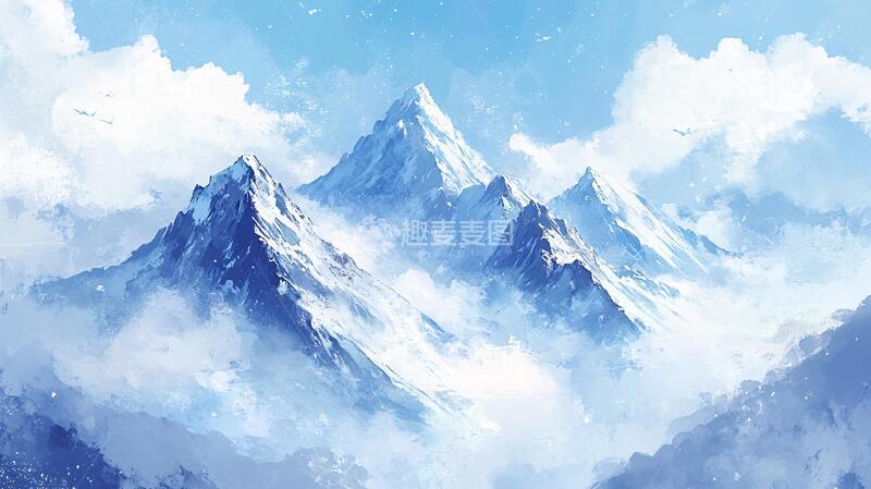 高清大图下载【趣麦麦图】雪山原画插画绘画原画