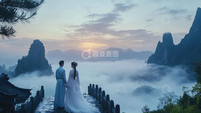 高清大图下载【趣麦麦图】仙境鹊桥仙境神仙乳峰