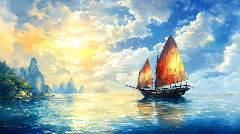 高清大图下载【趣麦麦图】扬帆启航高清画14