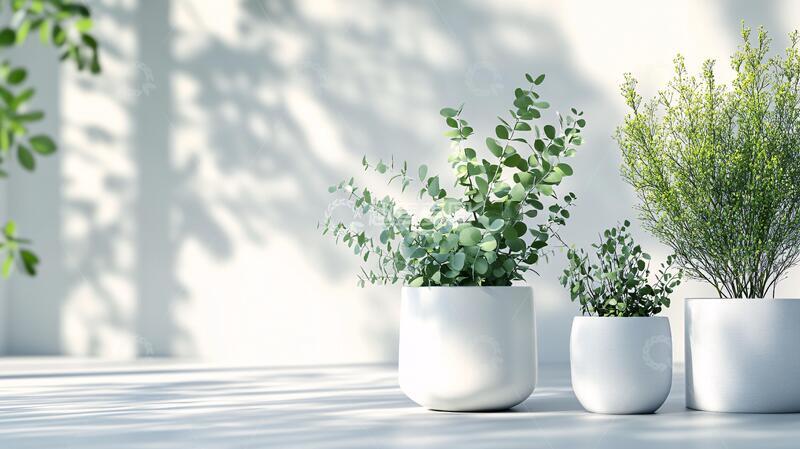 高清大图下载【趣麦麦图】阳光与盆栽植物盆栽花盆