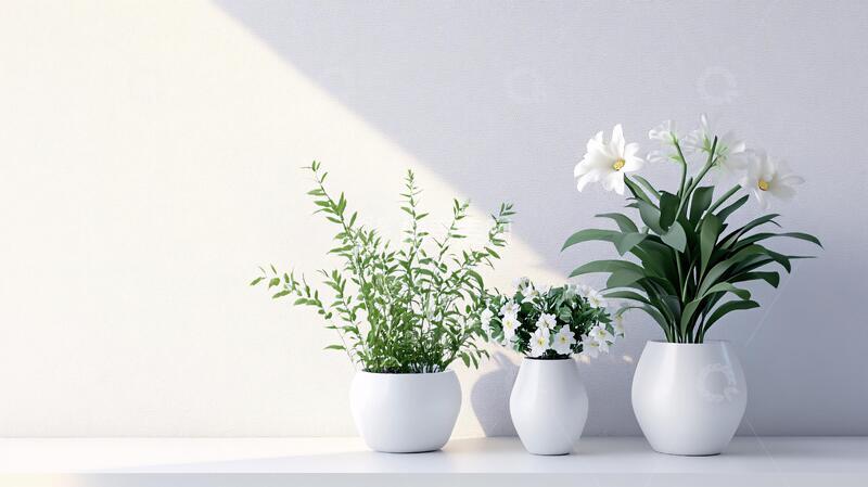 高清大图下载【趣麦麦图】白色花盆组合2