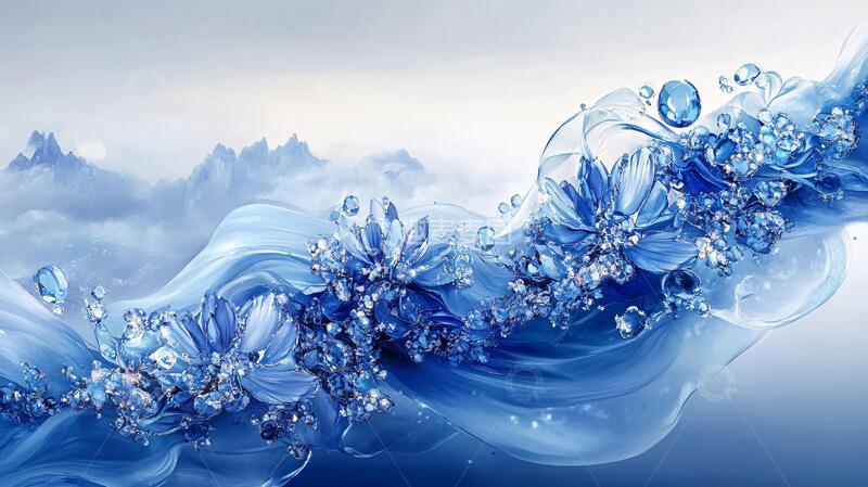 高清大图下载【趣麦麦图】蓝色梦幻花朵1