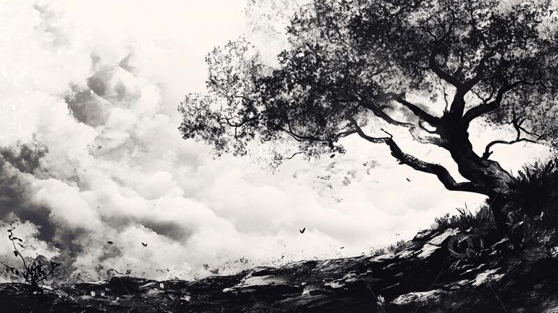 高清大图下载【趣麦麦图】意境水墨古树1