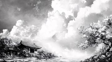 佛堂背景意境水墨