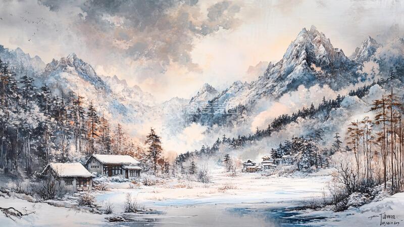 高清大图下载【趣麦麦图】绘画雪景油画雪景绘画