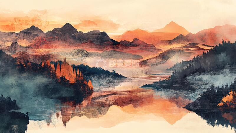 高清大图下载【趣麦麦图】唯美意境彩墨山水8
