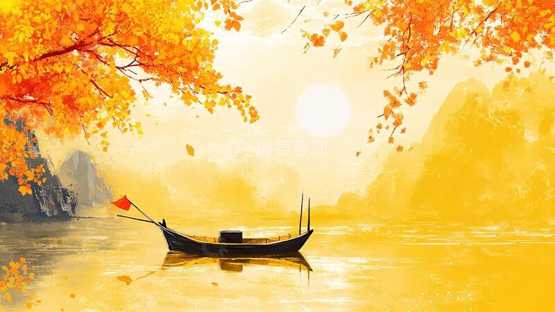 高清大图下载【趣麦麦图】古风秋天景色插画16