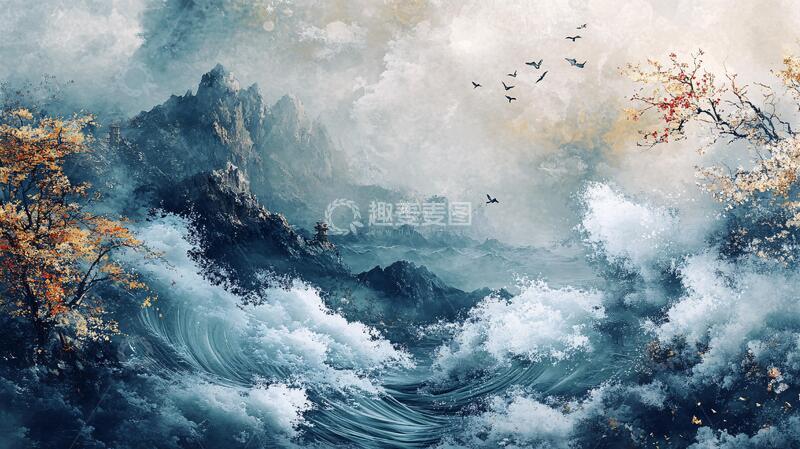 高清大图下载【趣麦麦图】古风海浪浪花3