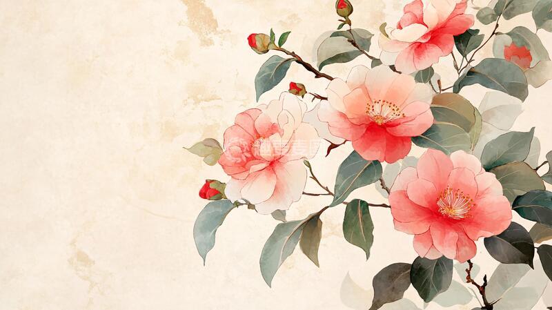 高清大图下载【趣麦麦图】工笔画山茶花1