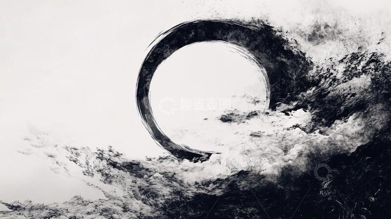 高清大图下载【趣麦麦图】中式太极旋涡水墨