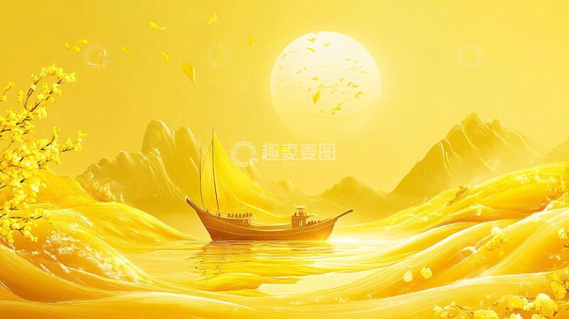 高清大图下载【趣麦麦图】新中式金色山水6